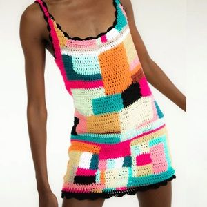 Tach Clothing Multicolor Meryl Crochet Mini Dress